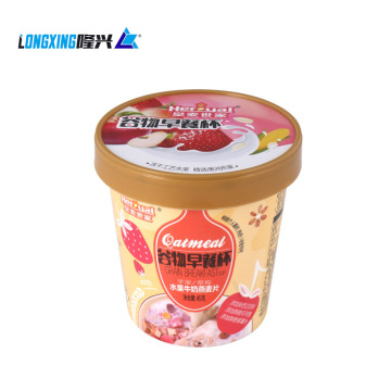 500ml 17 oz Helado impreso personalizado Caza de papel desechable de harina de maíz con tapa de plástico